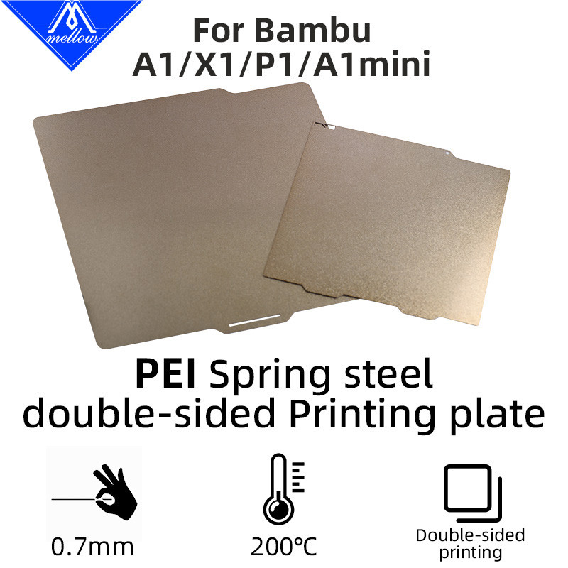 Mellow Hai Mặt Họa Tiết PEI Bột Phủ Lò Xo Thép Tấm PEI Xây Dựng Cho Máy In 3D Bambu Lab X1 / P1 / A1