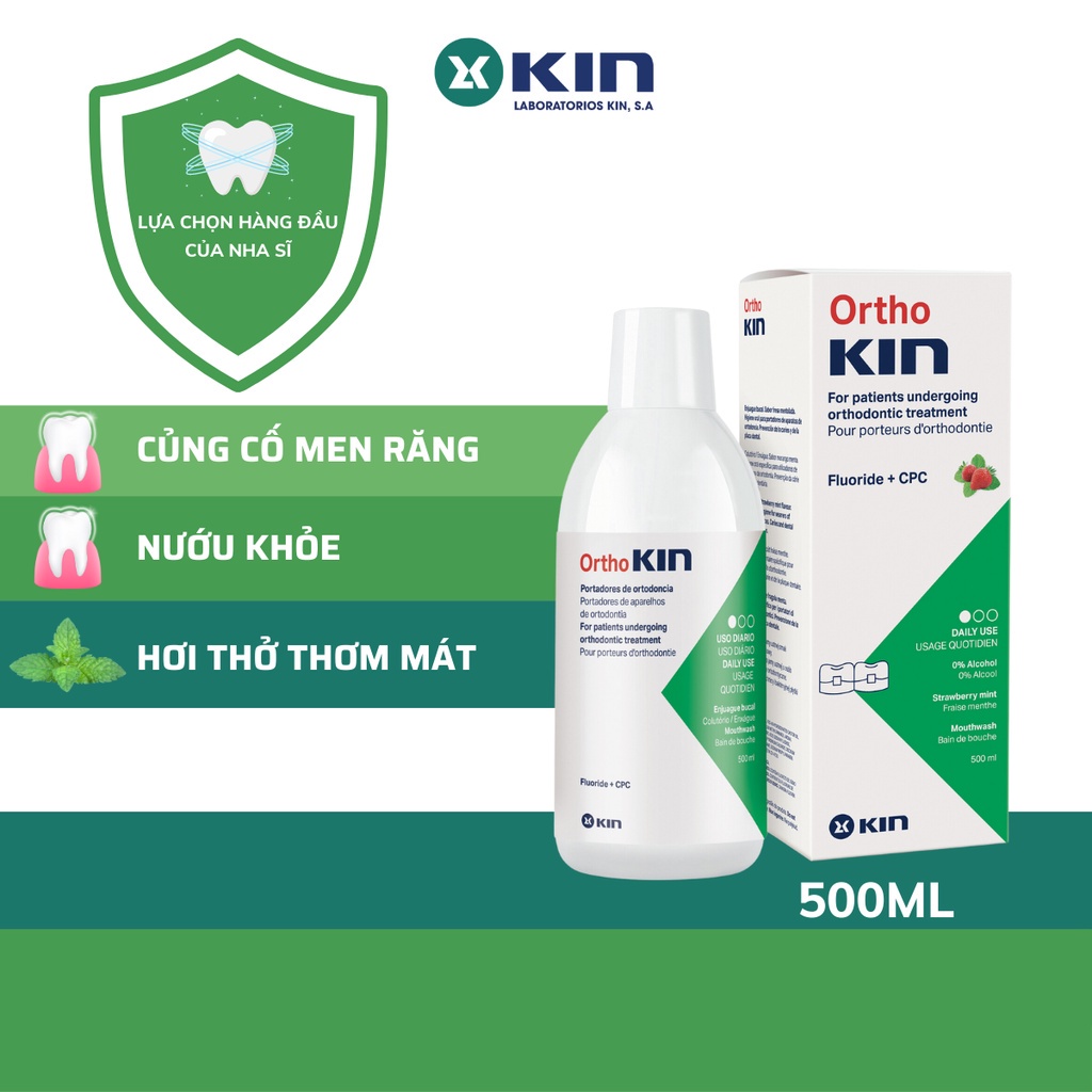 Nước Súc Miệng Ortho Kin Cho Răng Niềng, Chỉnh Nha 500ml