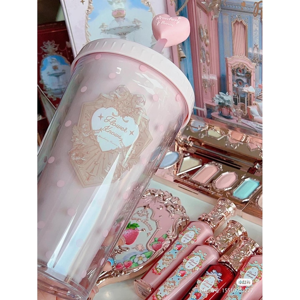 Mới Cốc Nước Cầm Tay Có Gương Hình Dâu Tây / Trái Tim / Thiên Thần Màu Xanh Bạc Hà / Hồng Xinh