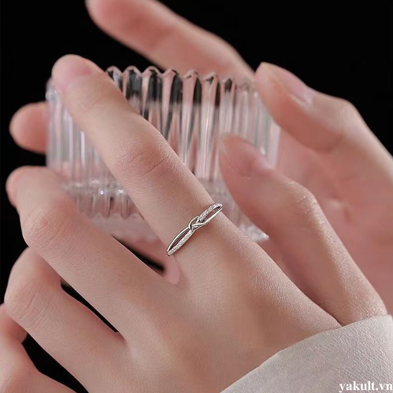 🎀 yakult 🎀Nhẫn Bạc 925 Hình Học Xoắn Thanh Lịch Thời Trang Cho Nữ