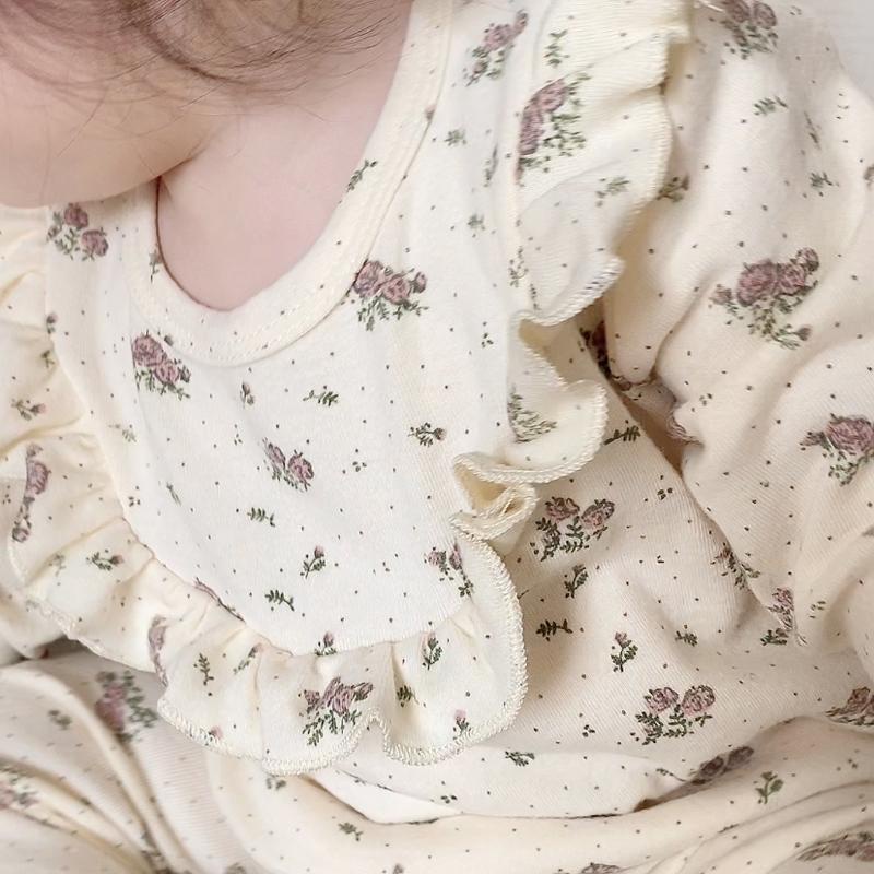 Bộ Đồ Ngủ Hai Mảnh Áo Tay Dài Và Quần Dài In Hoa Dành Cho Bé Gái Mẫu Mới 2023