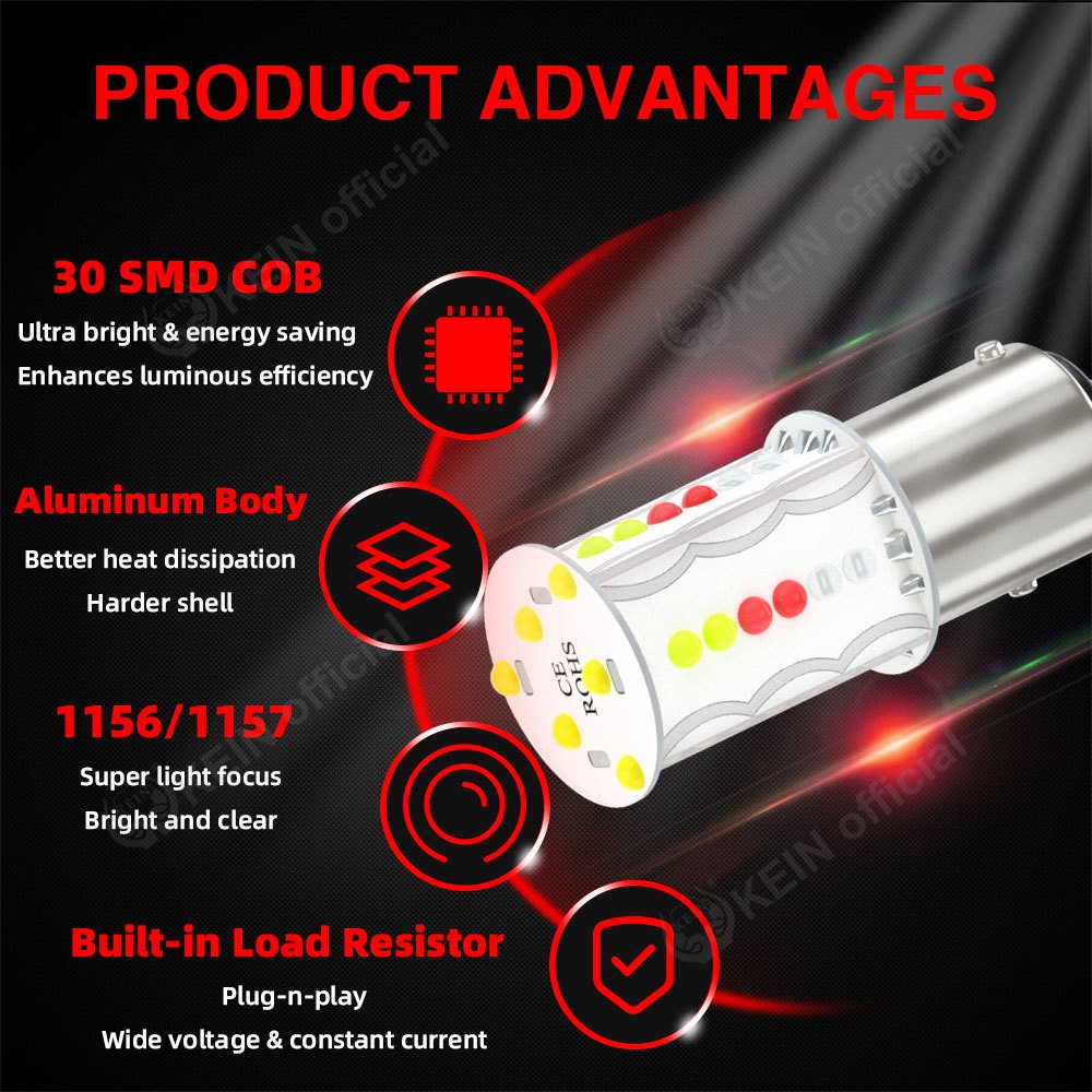 Kein Đèn led Nhiều Màu 1157 1156 p21w s25 1141 ba15s bay15d p21 / 5w Gắn Đuôi Xe Hơi