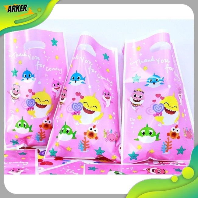 Ak  Khăn Trải Bàn Cờ Trang Trí Tiệc Sinh Nhật Bé Gái Hình Cá Mập Màu Hồng