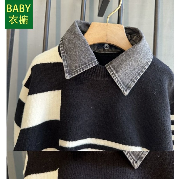 Áo sweater Giả Hai Lớp Dày Dặn Thời Trang Thu Đông 2023 Cho Bé