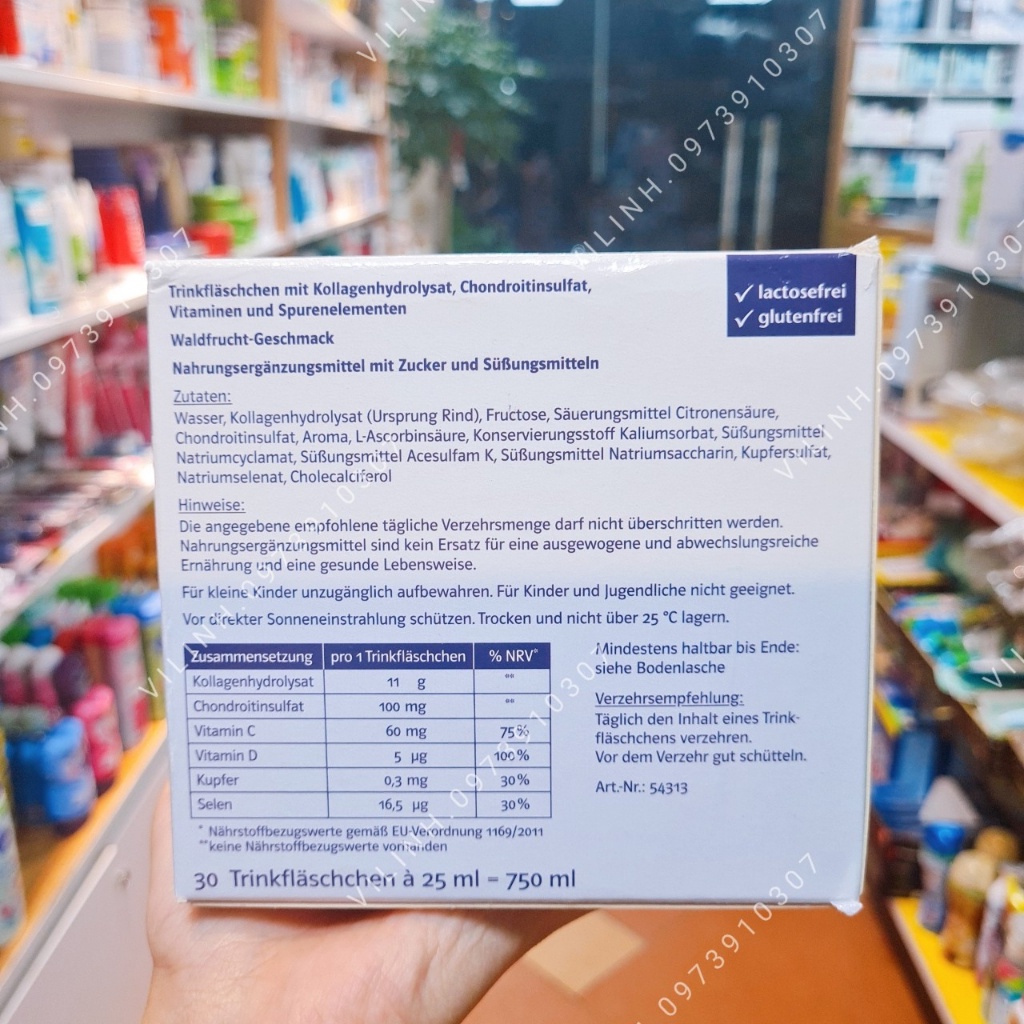 Collagen Thủy Phân Kollagen 11000 Plus, 30 x 25 ml