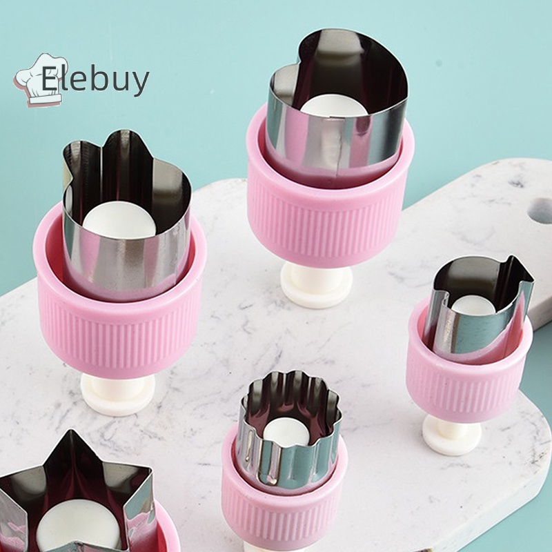 Khuôn cắt bánh quy ELEBUY mini dạng nhấn bằng thép không gỉ đa năng cho trẻ em