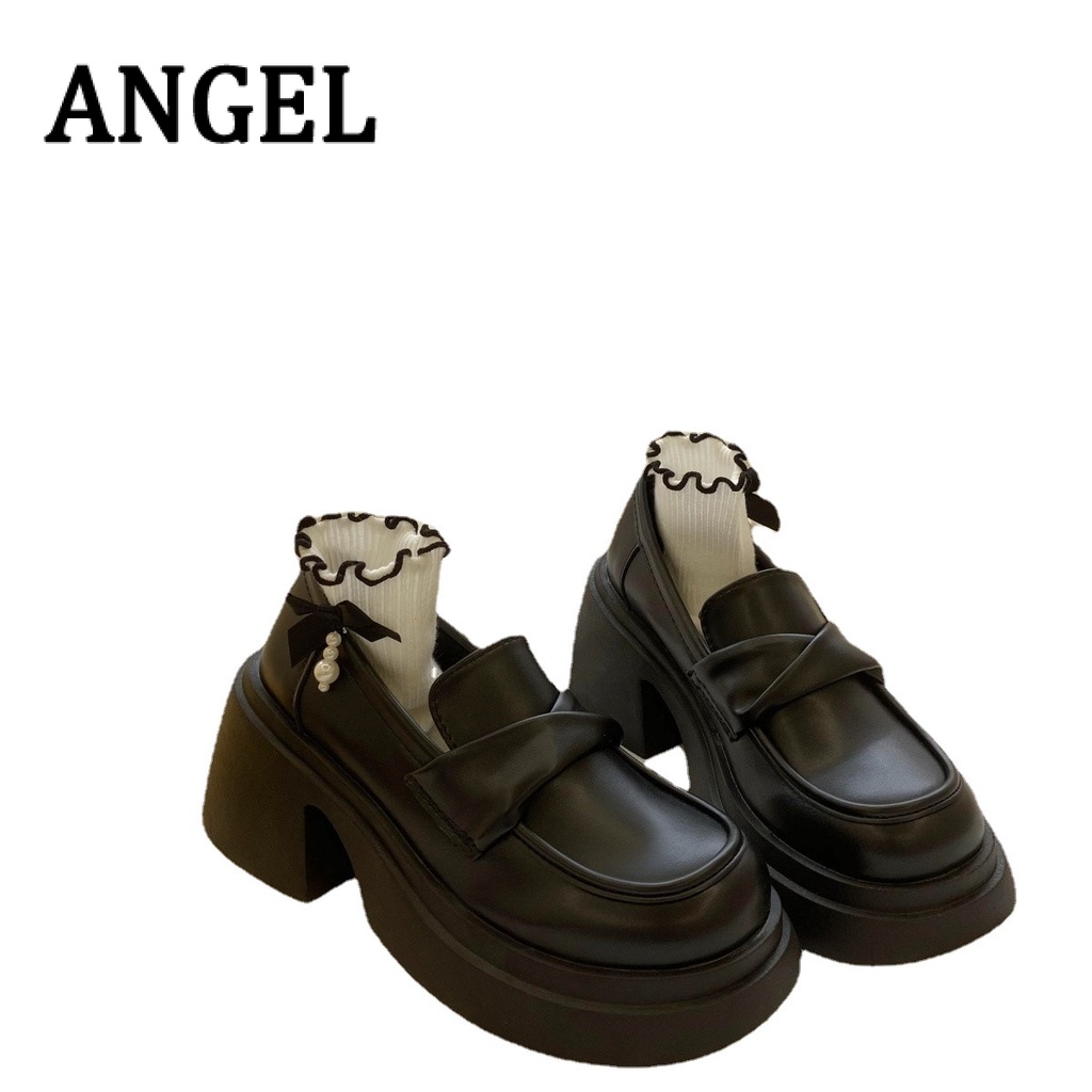 ANGEL Giày búp bê giày nữ mary jane Lười Da Đế Dày Phong Cách Anh Quốc Thời Trang FSX2390J8H 36Z230908