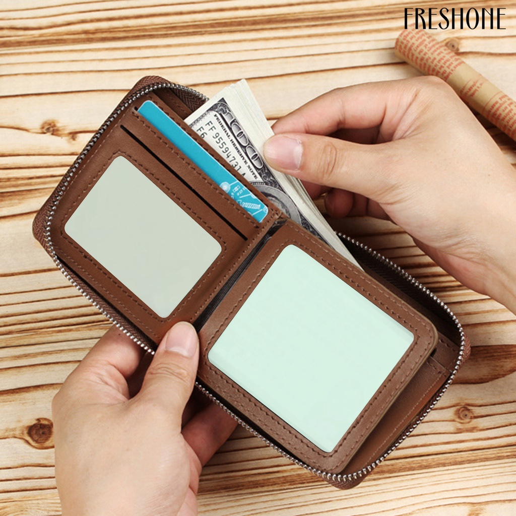 Ví Nam Nhiều Ngăn Giả Da Đa Năng Có Dây Kéo Dùng Khi Đi Du Lịch