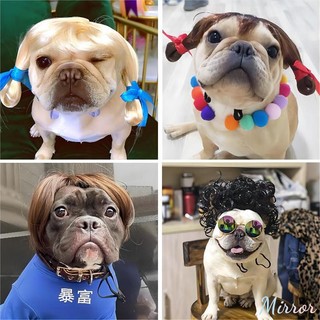 ♕ Thú Cưng Tóc Giả Đạo Cụ Cosplay Chó Mèo Đeo chéo Che Tóc Chụp Ảnh Đạo Cụ Vui Nhộn Phụ Kiện Đầu Trò Đùa Đồ Cho Thú Cưng