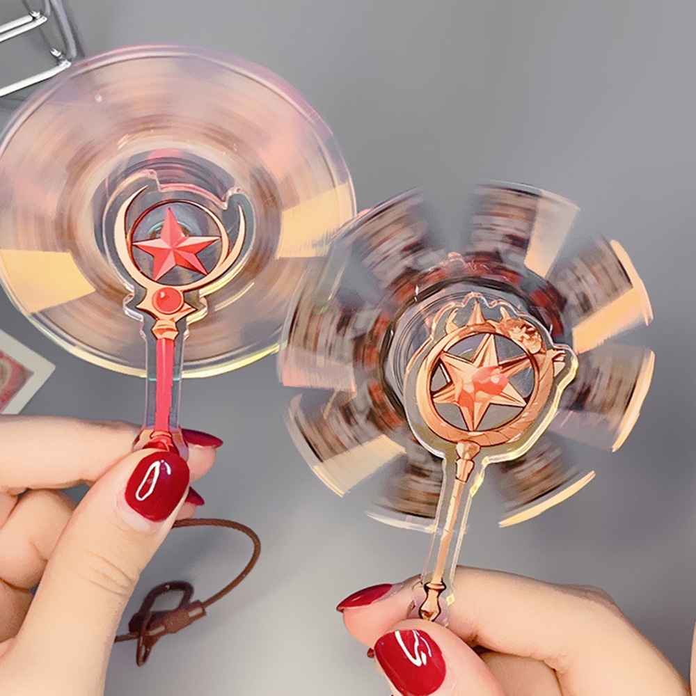 Móc Khóa Xoay Bằng acrylic Hình Hoa Anh Đào Màu laser Dễ Thương