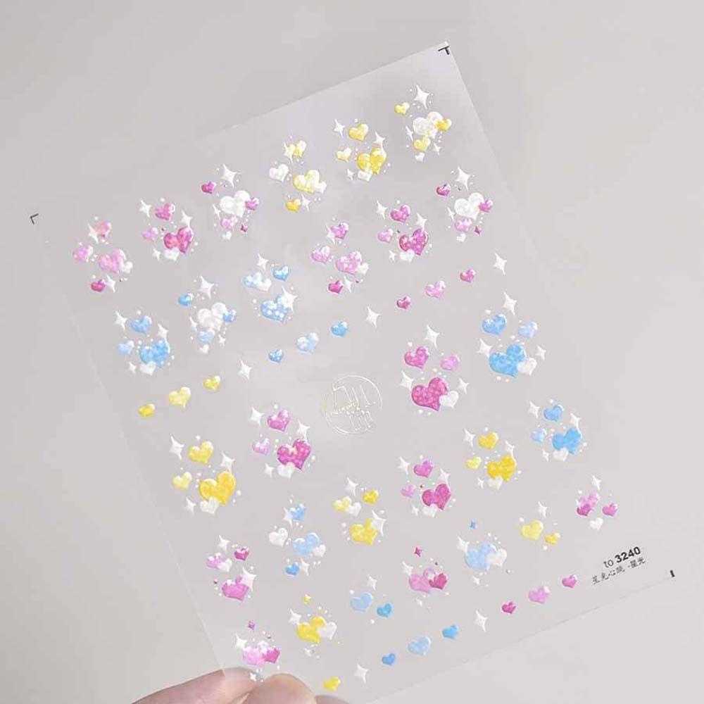 Ahour1 Miếng Dán Trang Trí Móng Tay Họa Tiết Chữ Tiếng Anh / Vỏ Sò / Bướm / Trái Tim Màu Đồng