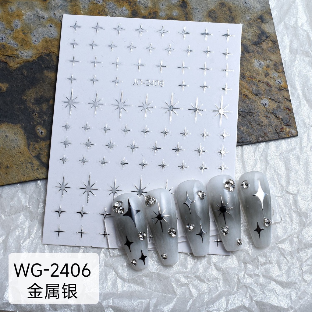 Miếng Dán Hình Ngôi Sao / Mặt Trăng / Trái Tim 3d Bằng Kim Loại Dạng Lỏng Phong Cách punk