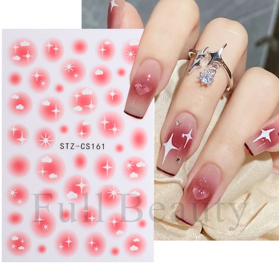 Mới Nhãn Dán Móng Tay Tự Dính Họa Tiết Hoa Cúc / Dâu Tây / Đào Nhiều Màu Sắc Phong Cách Mùa Hè