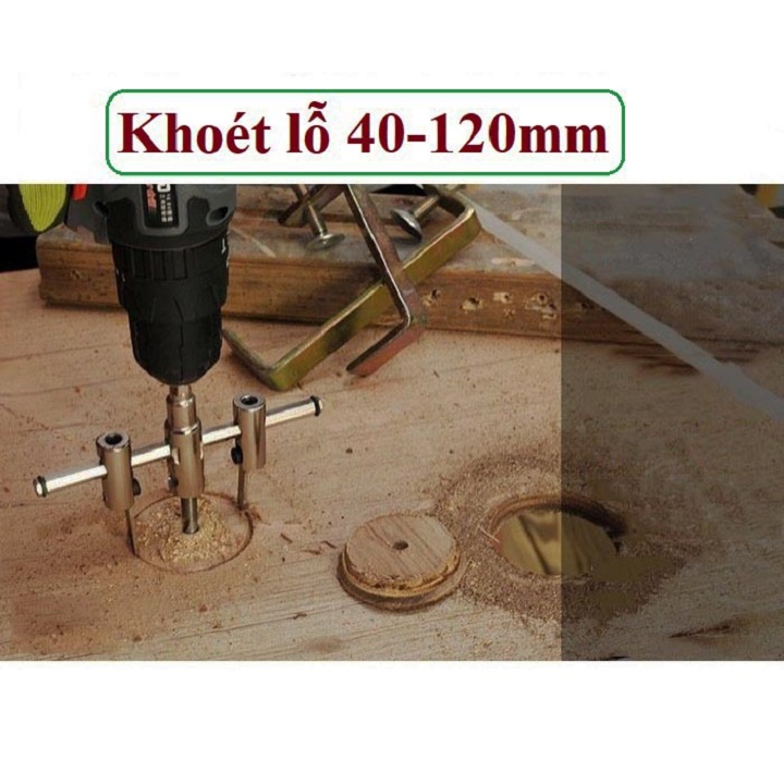 Khoét lỗ chữ thập 40-120mm + bộ lưỡi khoét sơ cua - khoét lỗ thạch cao, ván gỗ