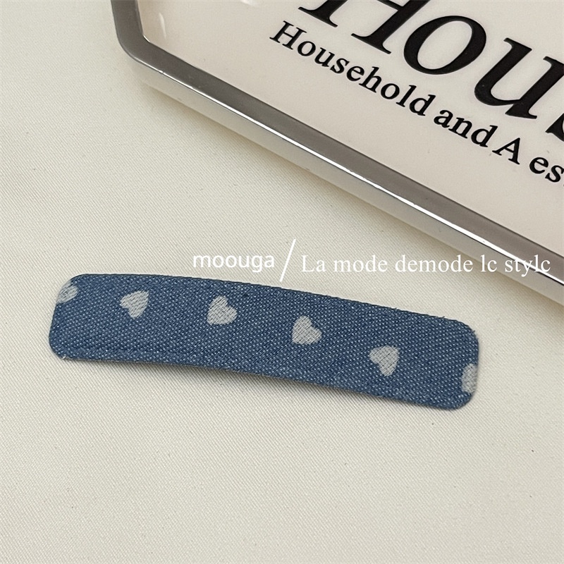 Kẹp Tóc moouga / retro Họa Tiết Hình Học Bằng Vải denim Cho Nữ