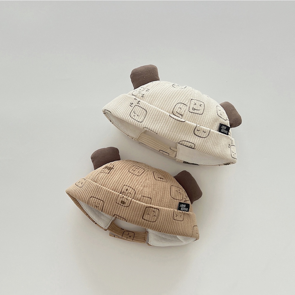 Mũ Trùm Đầu Vải Nhung In Hoạt Hình Dễ Thương Phong Cách Hàn Quốc Cho Bé