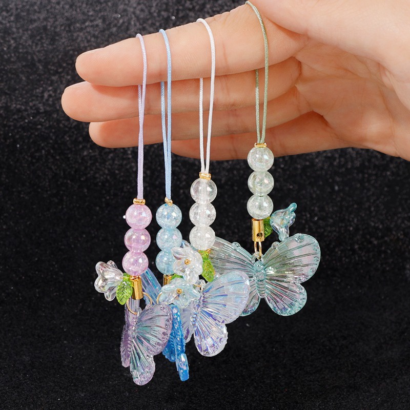 Dây Đeo Điện Thoại acrylic Nhiều Màu Sắc Hình Bướm Chống Mất