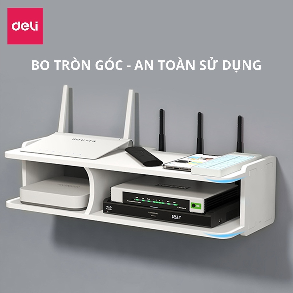 Kệ Treo Tường Deli - Giá Đỡ Máy Chiếu, Moderm Wifi Đa Năng Không Cần Khoan Bằng Gỗ Nhựa Cao Cấp Chính Hãng Có Bảo Hành