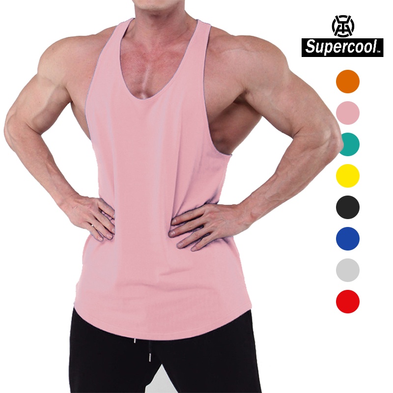 #SupercooL# Áo Thun Ba Lỗ Thể Thao Vải cotton Màu Trơn Thời Trang Mùa Hè Cho Nam