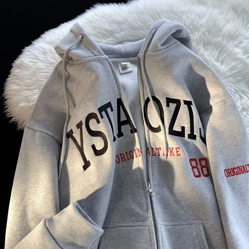 Áo hoodie Dáng Rộng Có Khóa Kéo plus size m-8xl Phong Cách Hàn Quốc Cho Nam Giới