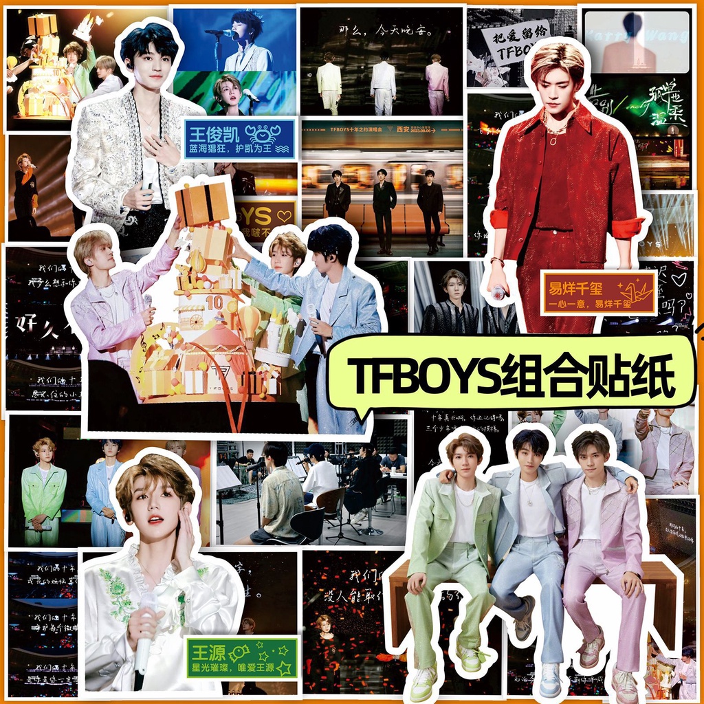 Nhãn Dán Trang Trí Sổ Tay Kỷ Niệm 10 Năm Hình Nhóm Nhạc tfboys Karry Wang Roy Wang Jackson Yee tfboys kỉ niệm 10 năm  vương tuấn khải  sticker tfboys  card tfboys  ảnh tfboys  Vương Nguyên Dịch Dương Thiên Tỉ
