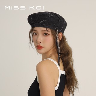 Misskoi  Dây Xích Nhật Bản Denim Beret Nữ Hợp Thời Trang Thoáng Mát ins Mùa Hè Influencer Thời Trang Chụp Ảnh Đường Phố Mũ Họa Sĩ Niche