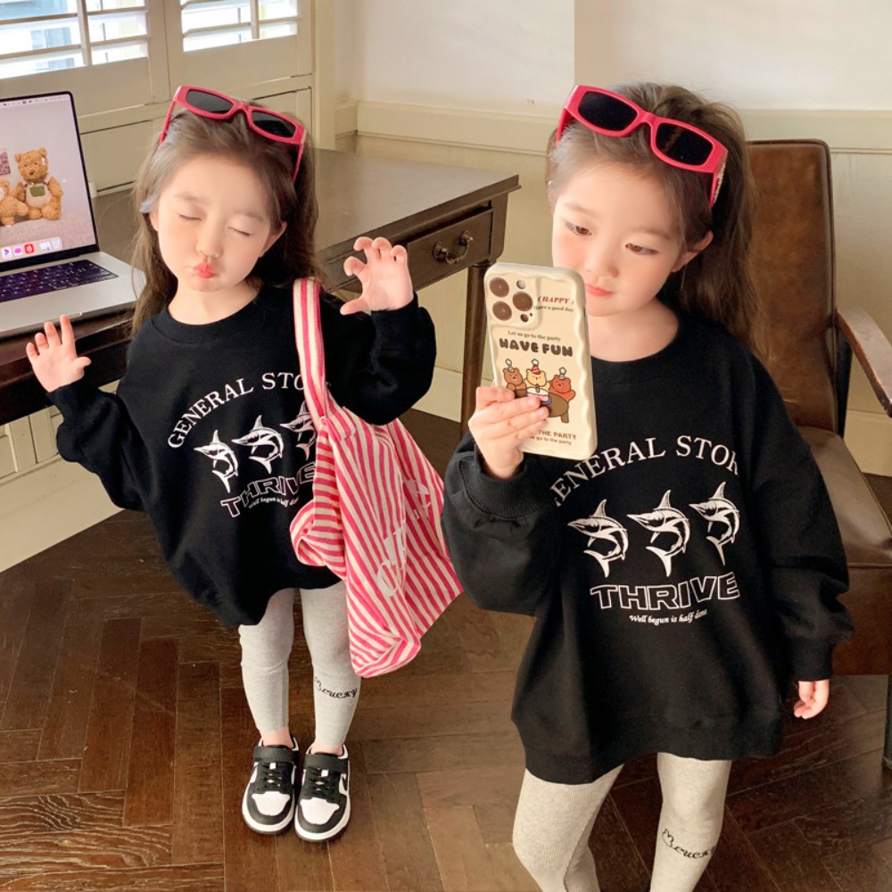 Áo Sweater Cổ Tròn Dáng Rộng Thời Trang Mùa Xuân Cho Bé Trai Và Gái