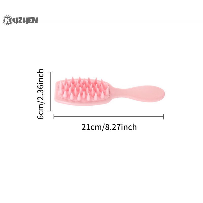 Kuzhen Bàn Chải Gội Đầu Mát Xa Da Đầu Bằng silicone Tay Cầm Dài Tiện Lợi