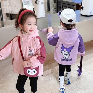 Kuromi bé gái áo khoác chắn gió mùa đông áo ấm không thấm nước áo khoác lông cừu