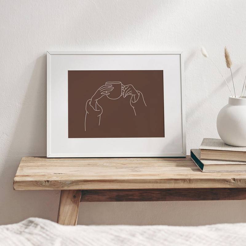 Đen Tranh canvas Treo Tường Trang Trí Hình Ly Cà Phê Độc Đáo
