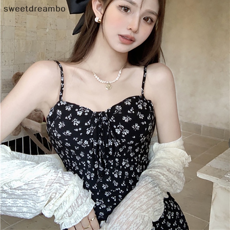 Đầm chiffon Đen Không Tay In Hoa Kiểu vintage Thời Trang Mùa Hè Cho Nữ