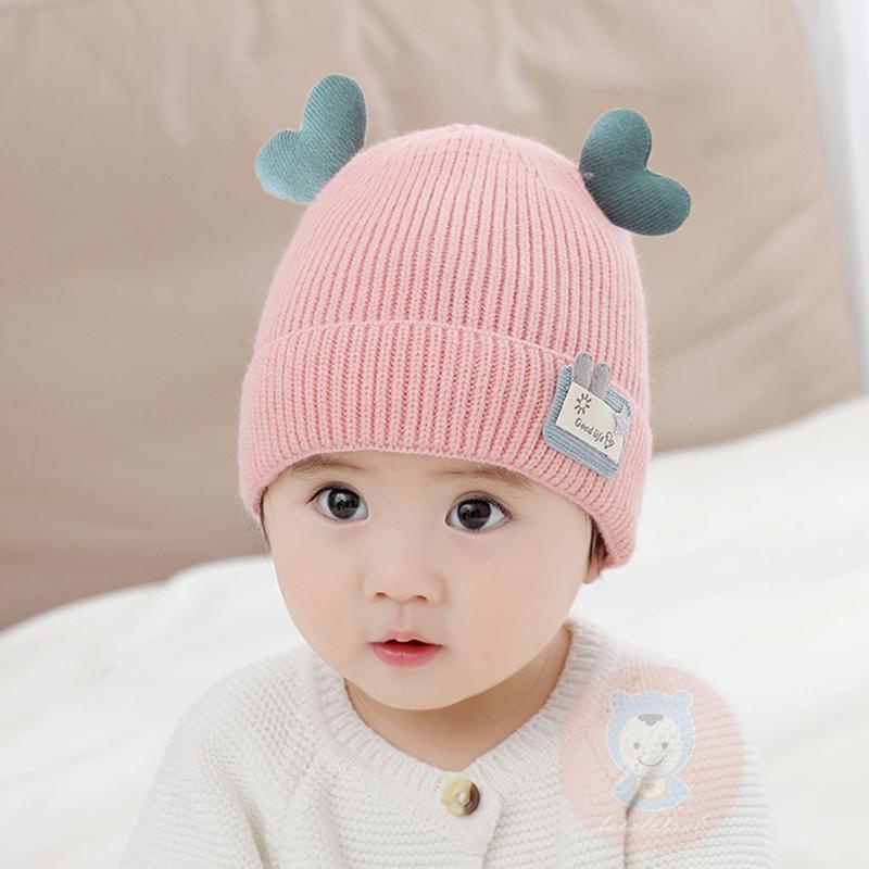 Mũ Len beanie Ấm Áp laa6-baby Mùa Đông Với Sừng Hươu