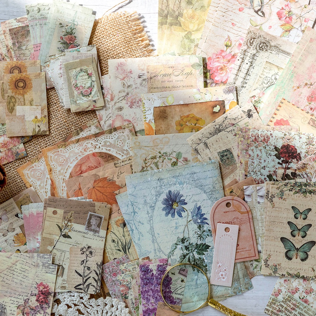 Bộ 100 Giấy Trang Trí Sổ Lưu Niệm Phong Cách vintage diy