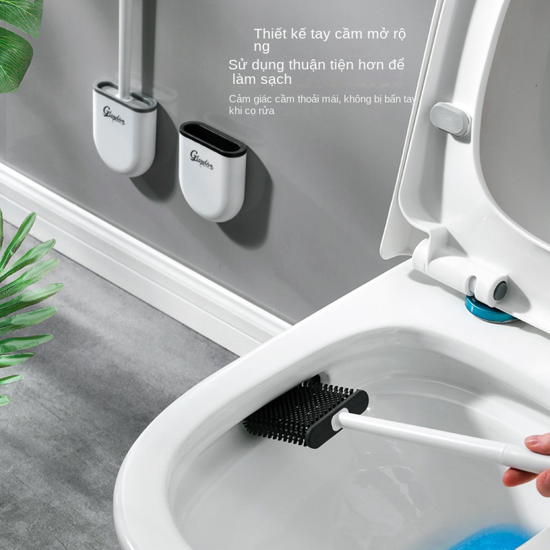 Bộ Cọ Chà toilet Bằng silicone Cán Dài Tiện Lợi Dành Cho Nhà Tắm