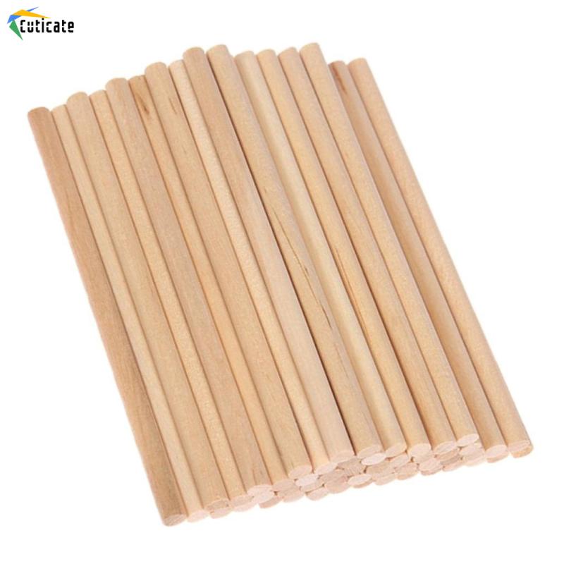 Set 50 Que Gỗ Tròn 10cm / 15cm / 20cm Đường Kính 5mm