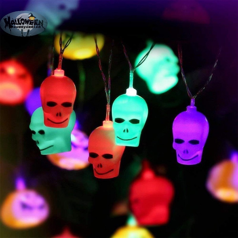 Dây Đèn led 1.5m Hình Đầu Lâu / Bí Ngô / Ma Quỷ Trang Trí halloween vn