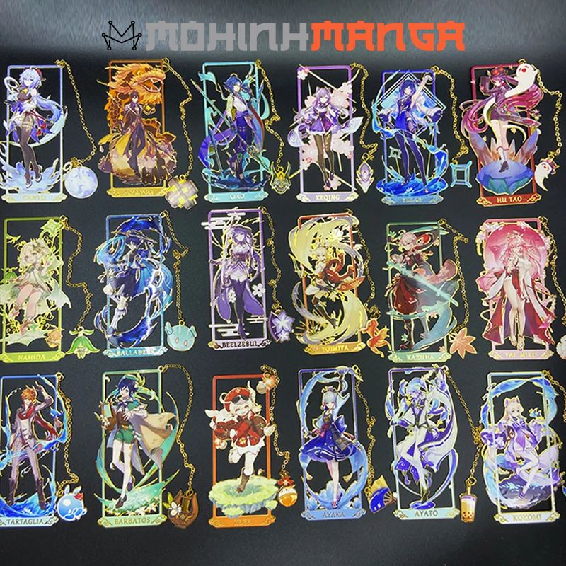 Bookmark kim loại đánh dấu trang sách Genshin Impact Kazuha Nahida Venti Ei Zhongli Xiao Albedo Childe Nilou Miko