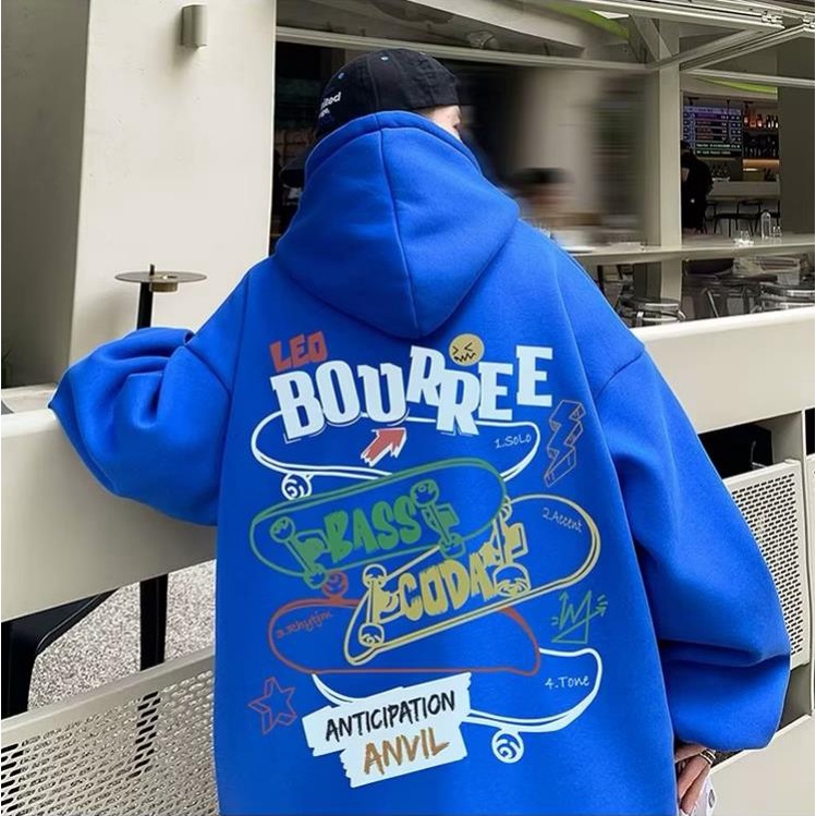 Áo hoodie Nhung Dày Tay Dài In Chữ graffiti Phong Cách Mỹ Thời Trang Mùa Thu Cho Nam Cỡ m-5xl