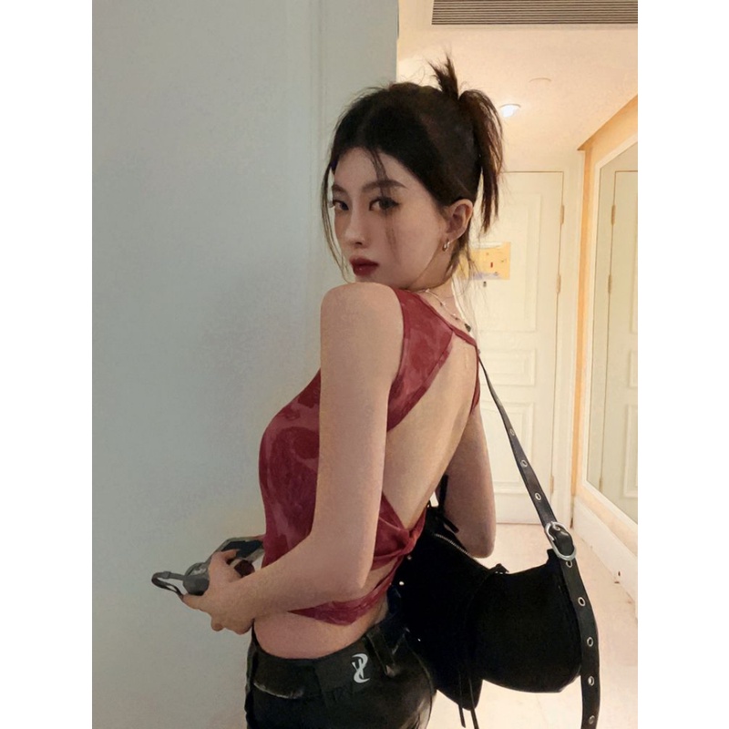Áo Hai Dây Dáng Ôm In Chữ i Màu Trơn Ngọt Ngào Thời Trang Mùa Hè Cho Bạn Gái