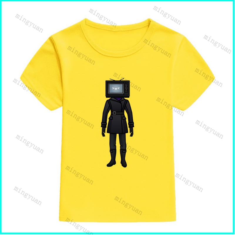 Áo Thun Ngắn Tay Dáng Rộng In Hình Mingyuan Tv Skibidi Toilet Cho Thanh Thiếu Niên