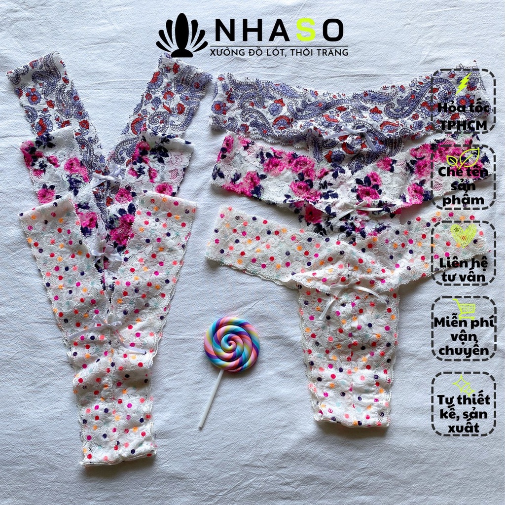 Quần lót ren lọt khe🔥QL93 họa tiết hoa 3 màu mẫu Y và T gợi cảm Nhà Sò