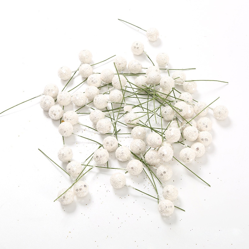 Set 50 / 100 Hạt Quả cherry Giả Lấp Lánh Trang Trí Cây Thông Giáng Sinh