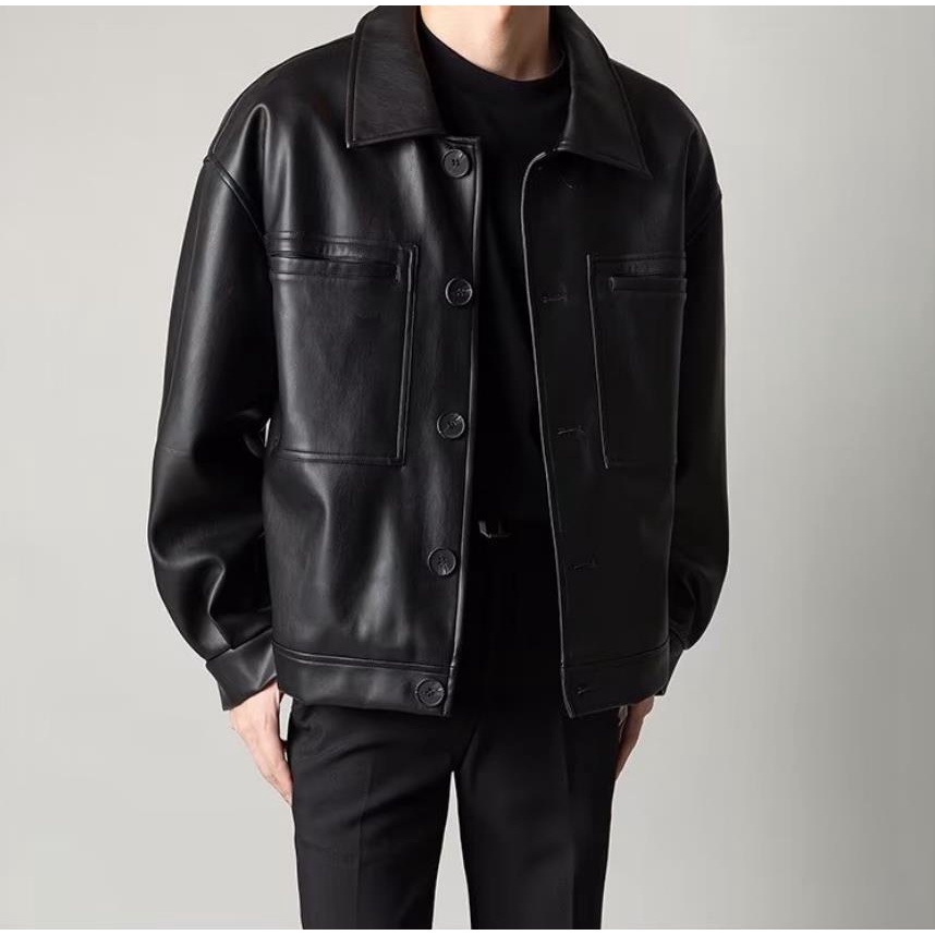 Áo Khoác Da Phong Cách Hàn Quốc Thời Trang Xuân Thu 2023 Cho Nam