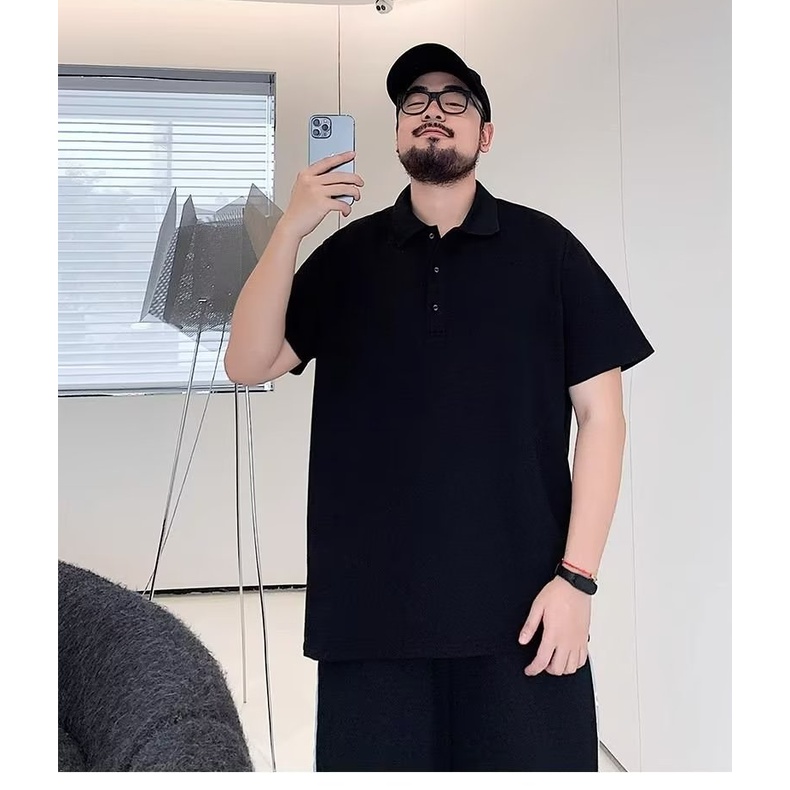 Áo sơ mi polo ngắn tay dáng rộng đơn giản cho nam m-8xl