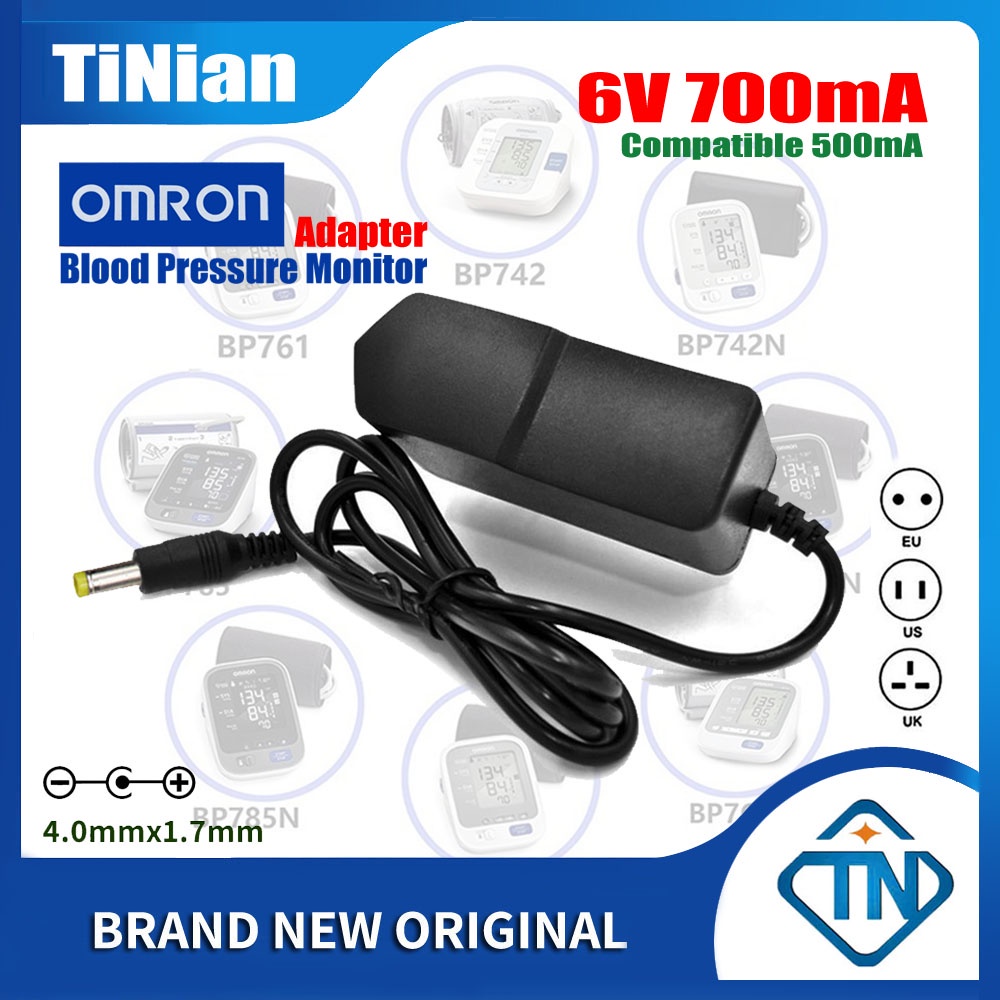 Bộ chuyển đổi AC / DC 6V cho Omron M2 Basic HEM-7116-E8 (V) HEM-7121J-E HEM-7120-E MX2 Máy đo huyết 
