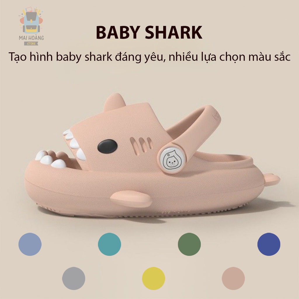 Dép Sandal chống trượt, siêu nhẹ, an toàn cho bé, hình cá mập BABY SHARK 3D cho bé 1-6 tuổi | Chính hãng LATETIME