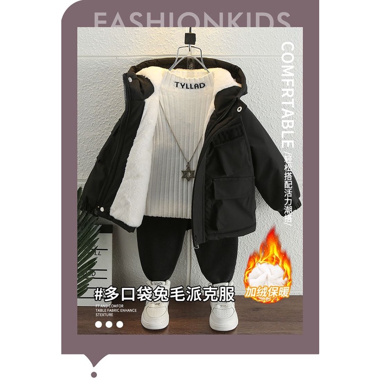 Áo Khoác cotton Lót Nhung Dày Dặn Giữ Ấm Mùa Đông Kiểu Mới 2023 Cho Bé Trai