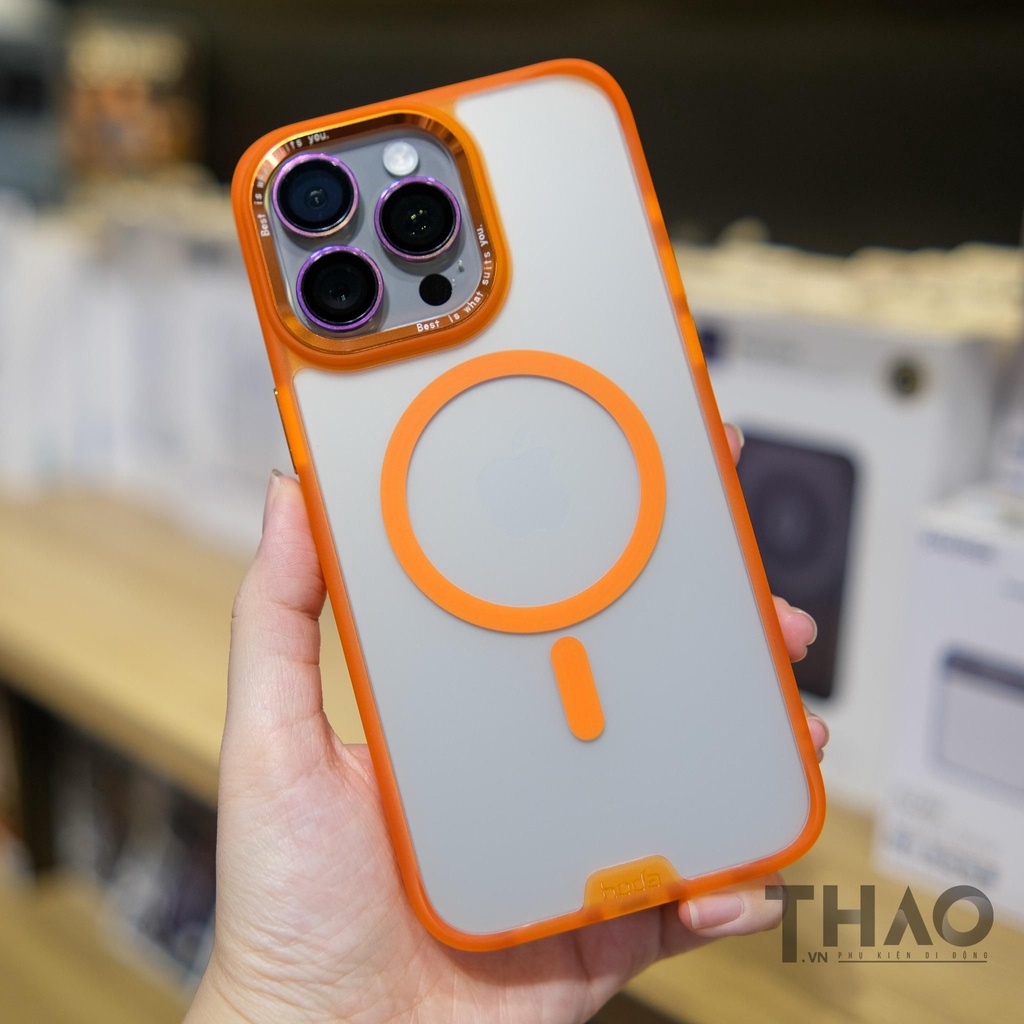 Ốp lưng HODA Rough Military nhám chống bám vân tay hỗ trợ sạc không dây từ tính dành cho iPhone