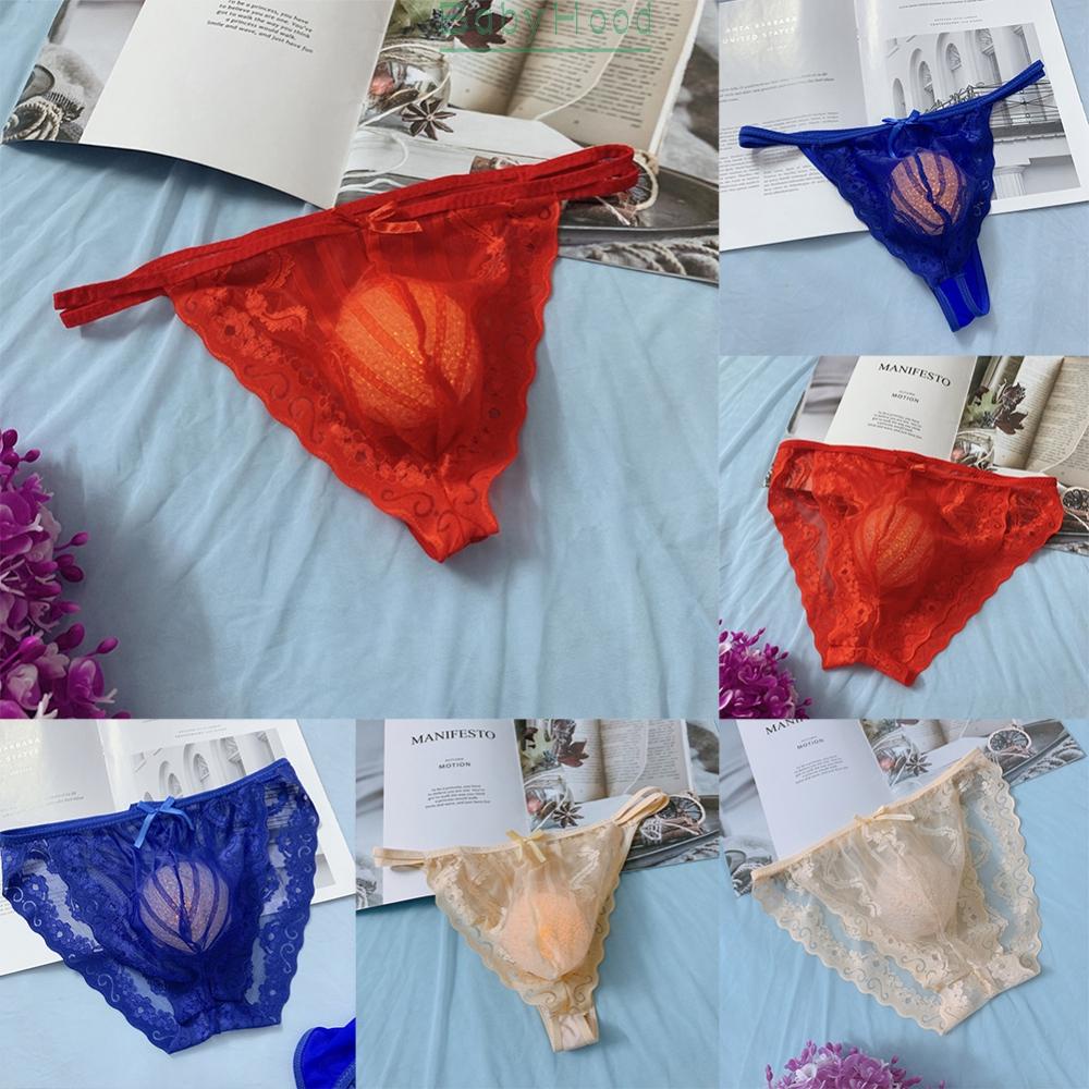 Men Sexy Lace Thong Briefs Underwear bikini pouch G string jockstrap See-through#BBHOOD