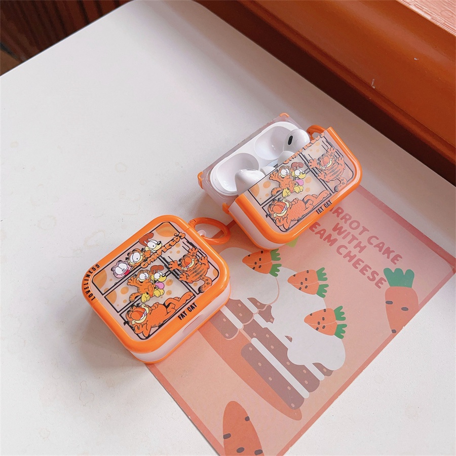 Vỏ Bảo Vệ Hộp Sạc Tai Nghe Airpods pro2 Airpods pro Airpods3 gen3 Airpods2 Bằng Silicon Hình Mèo garfield Dễ Thương Ốp
